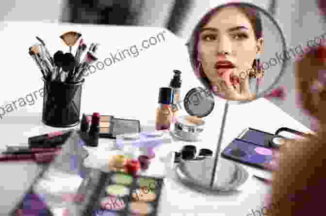 An Image Of A Woman Applying Makeup, Surrounded By Beauty Products, With The Apparel Online India Logo In The Background. Apparel Online India December 1st Issue 2024