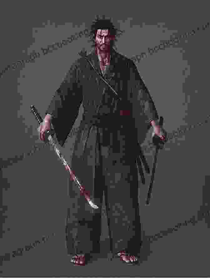 Portrait Of Miyamoto Musashi, A Fierce Samurai Warrior With A Piercing Gaze And A Katana In Hand The Lone Samurai: The Life Of Miyamoto Musashi